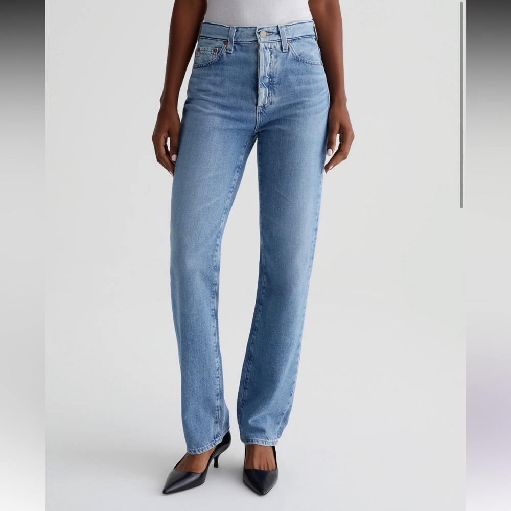 AG Adriano Goldschmied vintage high rise Straight Leg Jeans in Light Blue Wash
